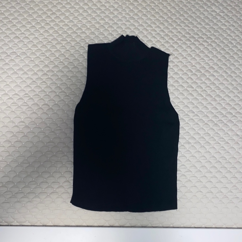 Mock neck ribbed top